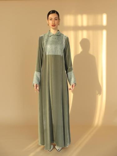 Guipure Lace with sage green french velvet