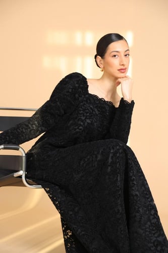 Black Velvet Lace Dress