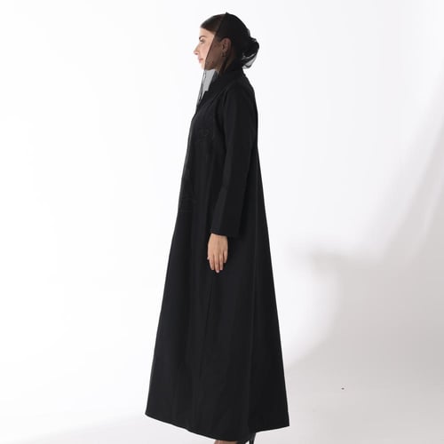 Black Jokh Abaya with Black Floral Embroidery