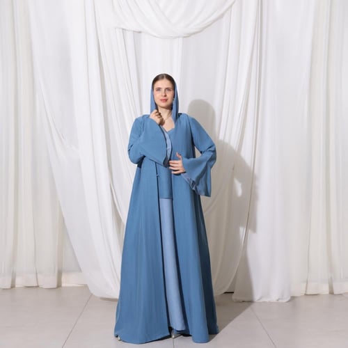 Muted Blue Flare Abaya