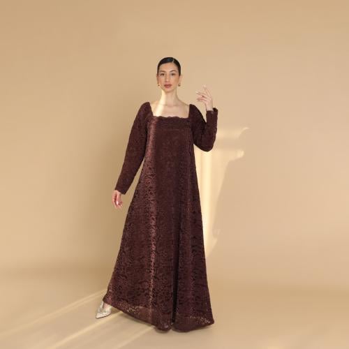 Brown Velvet Lace Dress