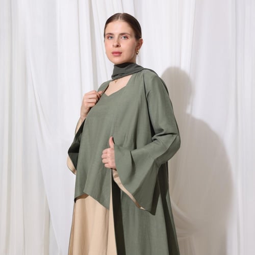 Olive Green Flare Abaya