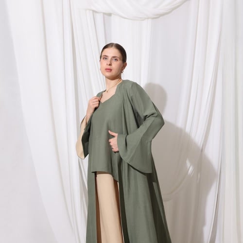 Olive Green Flare Abaya