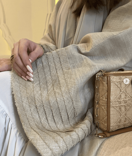 Two Toned Beige Striped Sleeve