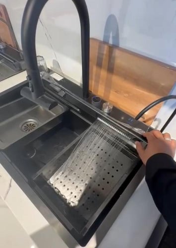 مجلى حوض شلال استالستيل 304 مزدوج من الفولاذ المقا...