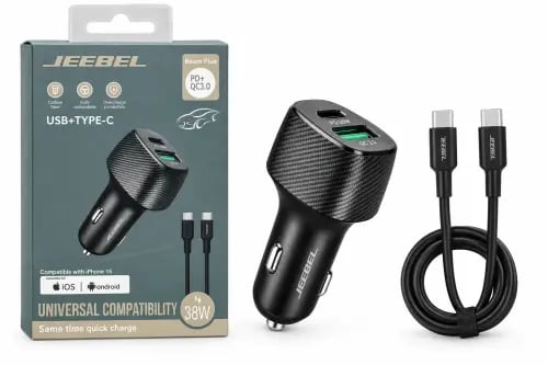 JEEBEL 38W Fast Car Charger with Type-C Cable