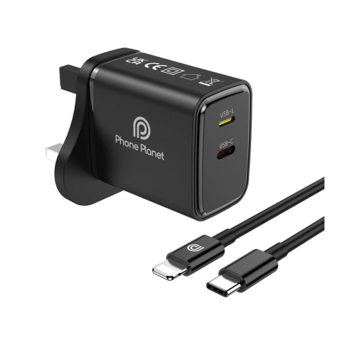 فيش مدخل تايبسي ٢٠ واط ومدخل usb-L + سلك pd فون بل...