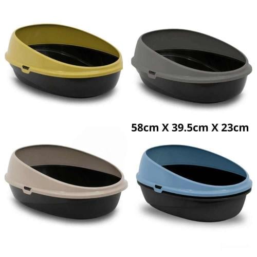 صندوق رمل للقطط بتصميم عالي الحواف لمنع الفوضى