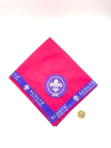 منديل اسكوت فوشي (زهري) مطرز بشعار العالمية
