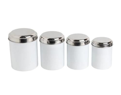 علب سكر و شاي ابيض سادة طقم 4 حبات