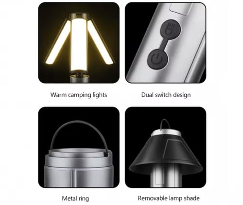 مصباح تخييم متعدد الوظائف 2 في 1، مصباح يدوي تلسكو...