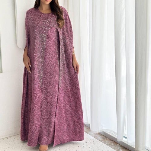 فستان شيفون مع تطريز كرستال