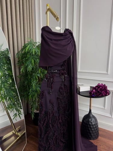 فستان سهره بطانه باربي وشيفون كلفه تطريز خرز