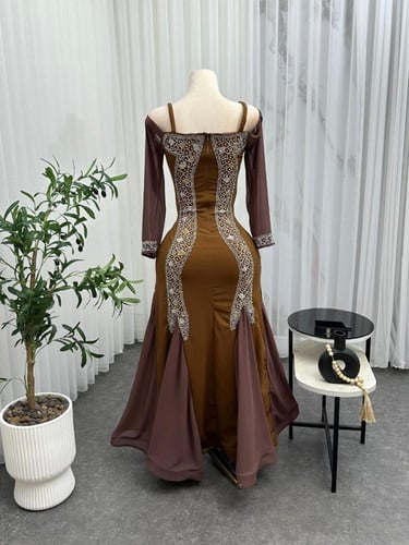 فستان كريب استرتش مع شيفون