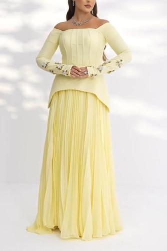 فستان باربي على شيفون مع تطريز يدوي