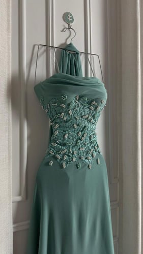 فستان جورجيت كورسيه داخليه وتطريز كمبيوتر مع شال ج...