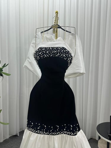 فستان كريب استرتش مع شانطون