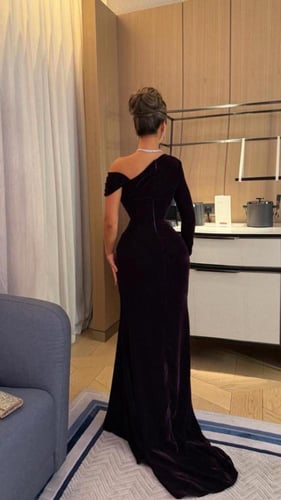 فستان مخمل كوري مع شانطون بطانه