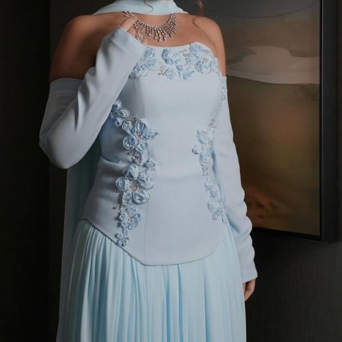 فستان باربي مع شيفون مطرز