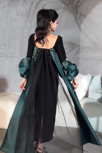 فستان باربي مع شال تفته مع تل وتطريز خياطه