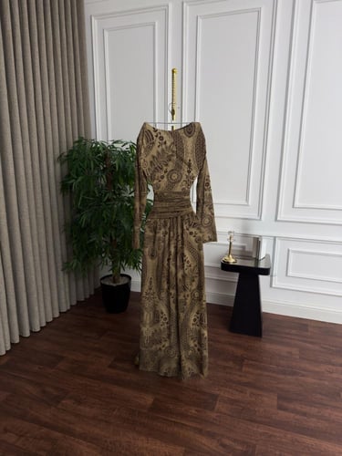 فستان تُل برنت مشجر مع بطانه