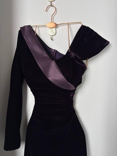 فستان مخمل كوري مع شانطون بطانه