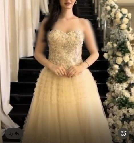 فستان كلفه راقي مع تُل بطانه تفته وجيبون لمعه دبل...