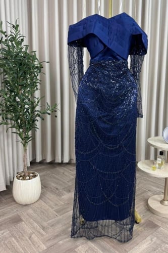 فستان ترتر مع تفته حرير