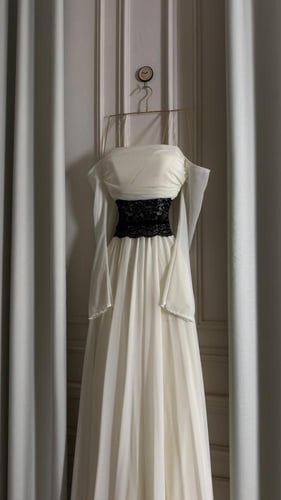 فستان تفته استرتش مع شيفون تطريز