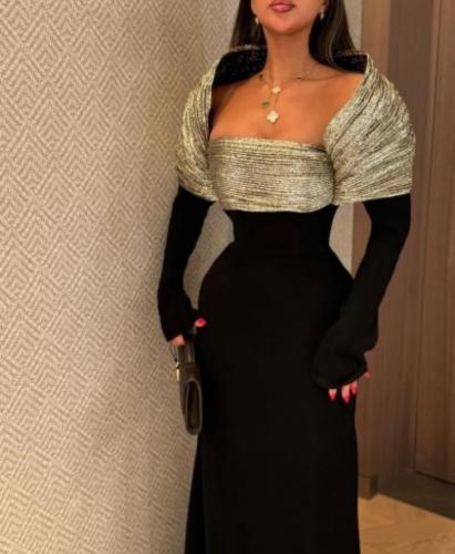 فستان جوخ شتوي مع جاكار فاخر ومع وتر