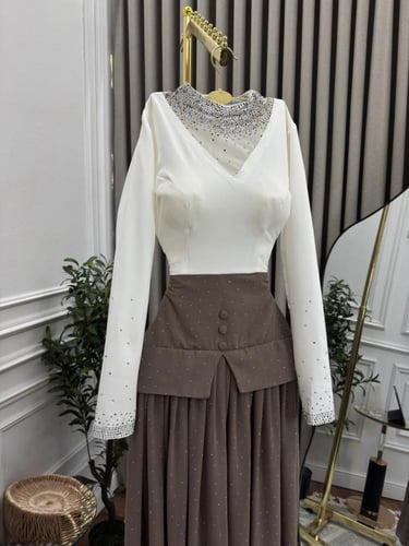 فستان باربي شيفون على تطريز خرز فخم