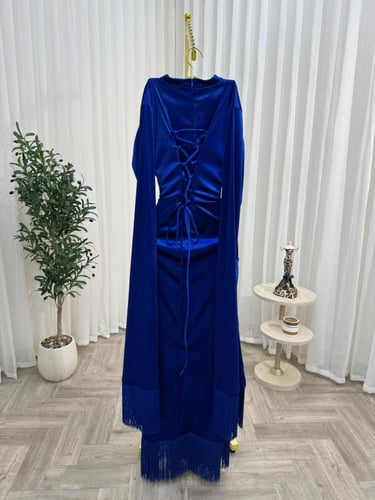 فستان مخمل مع هدب هندي