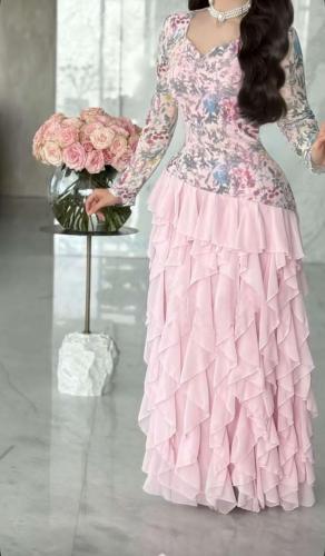 فستان برنت مشجر مع جورجيت طبقات