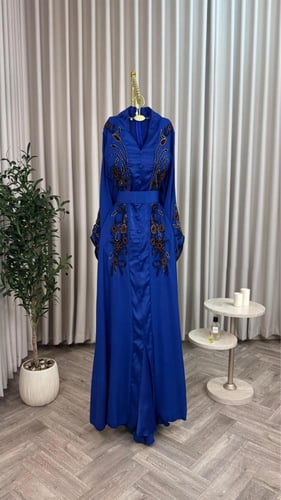 فستان تفته كريب تطريز يدوي