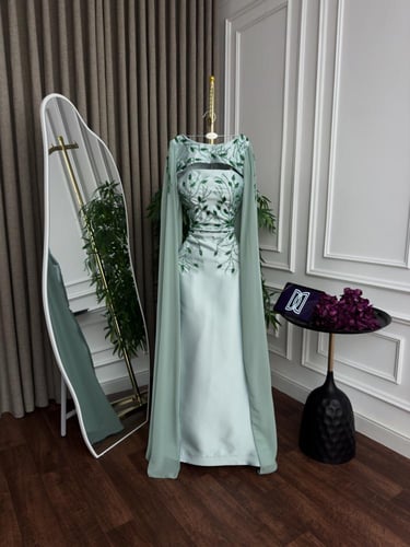 فستان ميكادو شيفون تطريز يدوي