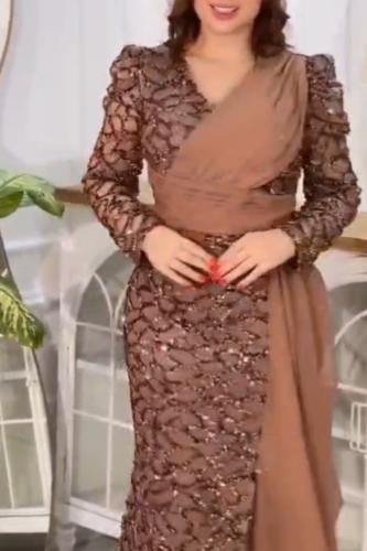 فستان سهره مع شك سهره مبطن تفته