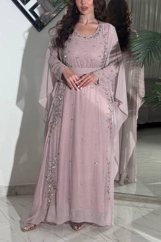 فستان شيفون مع فصوص كرستال