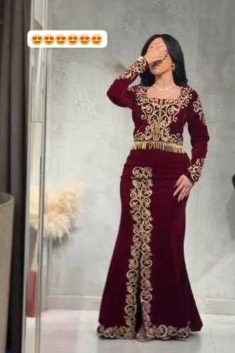 فستان جوخ تطريز كمبيوتر