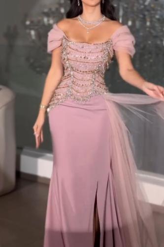 فستان باربي تطريز يدوي مع تُل كلوش