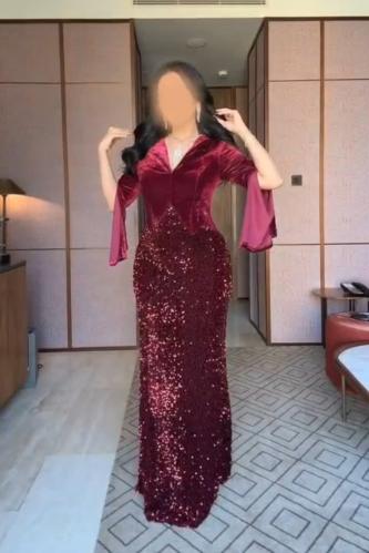 فستان مخمل مع ترتر