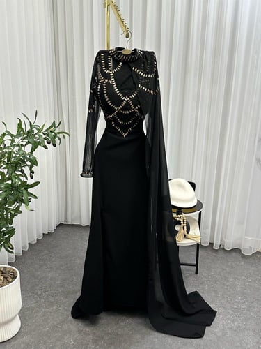 فستان كريب وشيفون