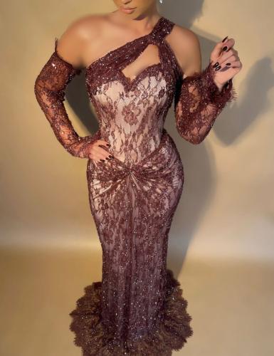 فستان تُل مطرز بالفصوص مع بطانه باربي