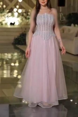 فستان تُل بطانه مع ميكادو