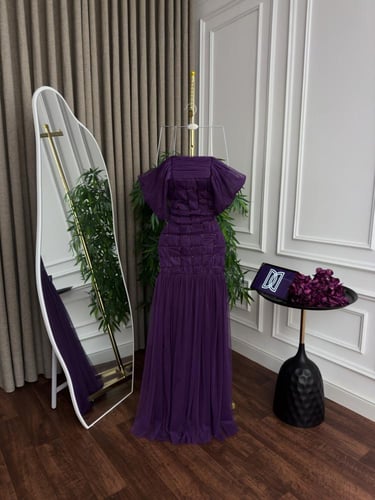 فستان تُل كلوش تطريز يدوي