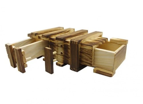 لعبة ذكاء خدع فتح الصندوق الخشبي كبير