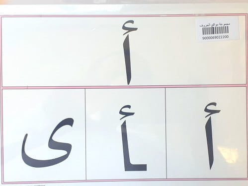 بطاقات مواقع الحروف العربية التعليمية للأطفال