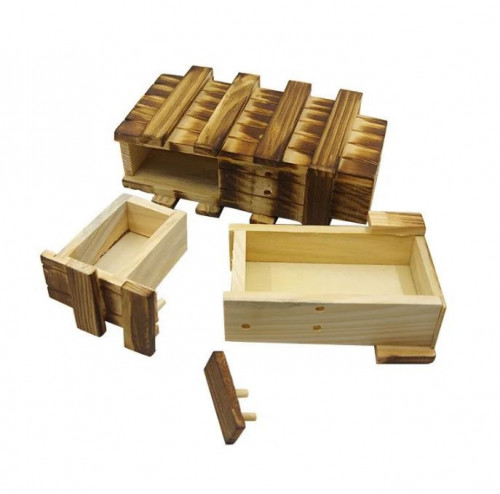 لعبة ذكاء خدع فتح الصندوق الخشبي كبير