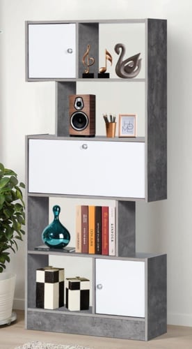 وحدة رفوف روماليا لون بني وأبيض