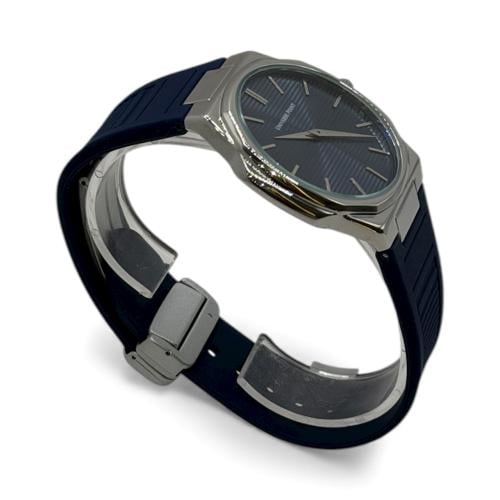 ساعة رجالي بلاستك دائري كحلي