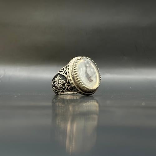 خاتم نوادر عقيق مائي اسود